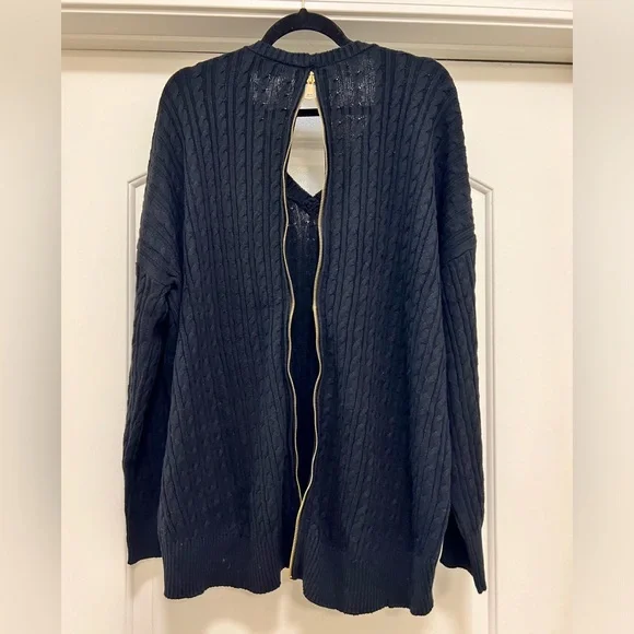 NWT Chloe Kristyn Zip Back Cotton / Cashmere Knit Sweater - Picture 8 of 15